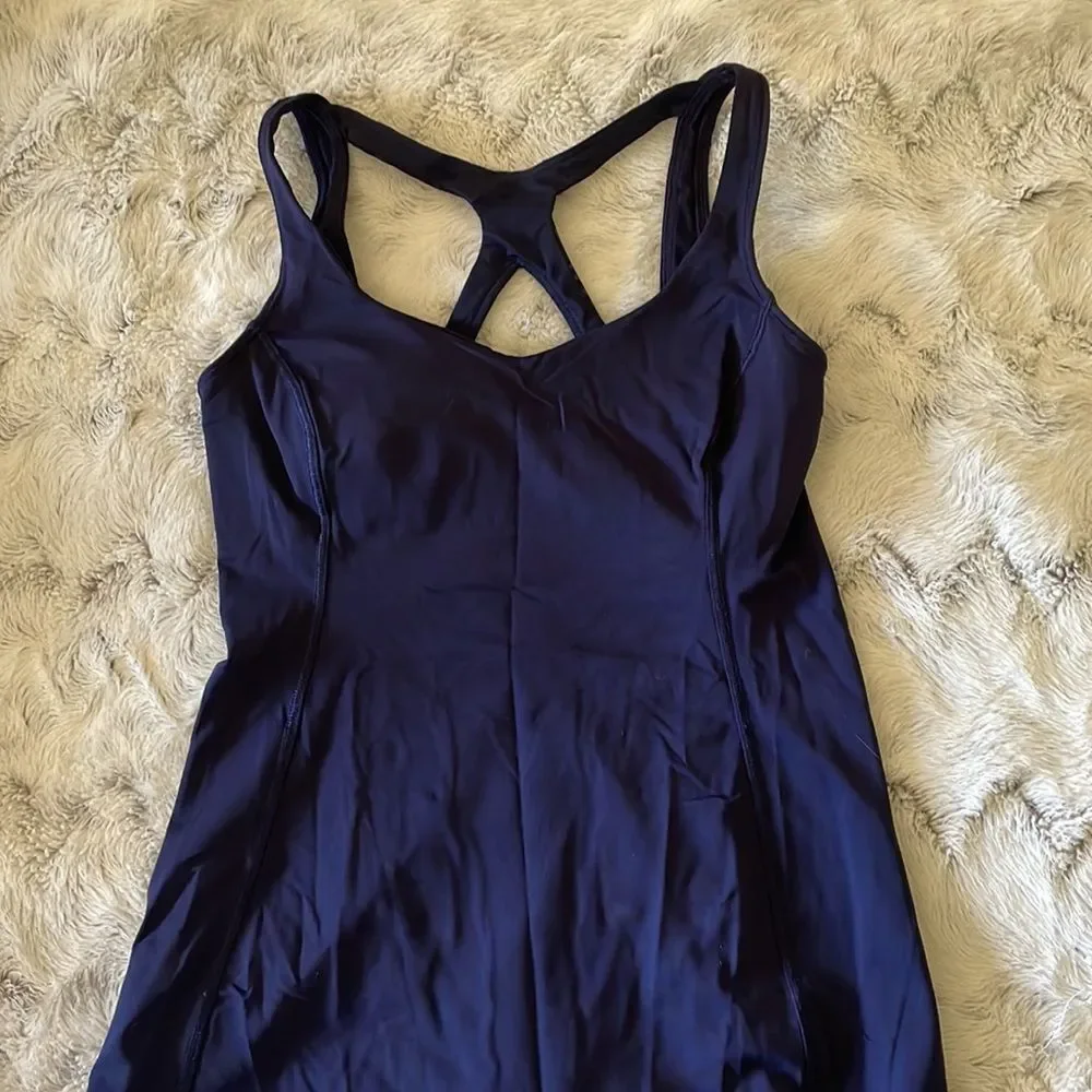 Lululemon Optimal Tank in Deep Indigo Purple Built in Bra Strappy Back small s